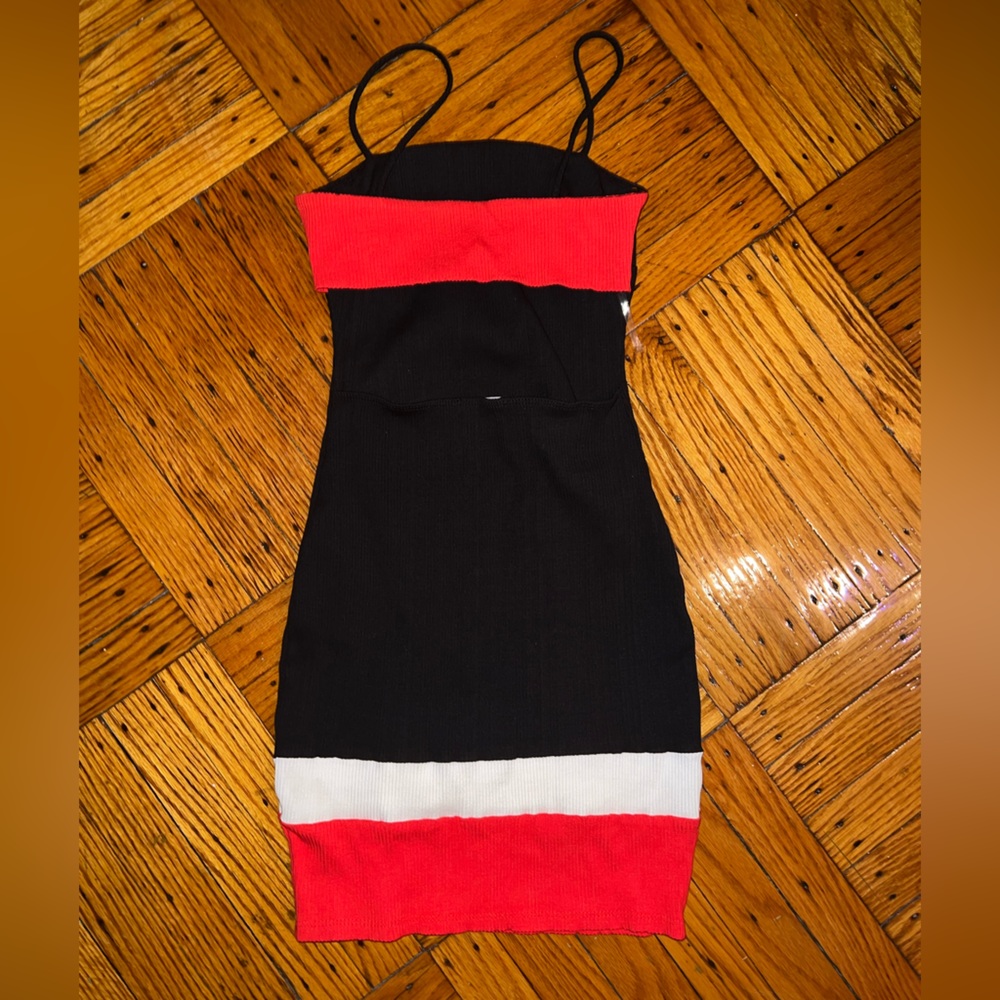 Mini bodycon cut out striped spaghetti strap stretch dress